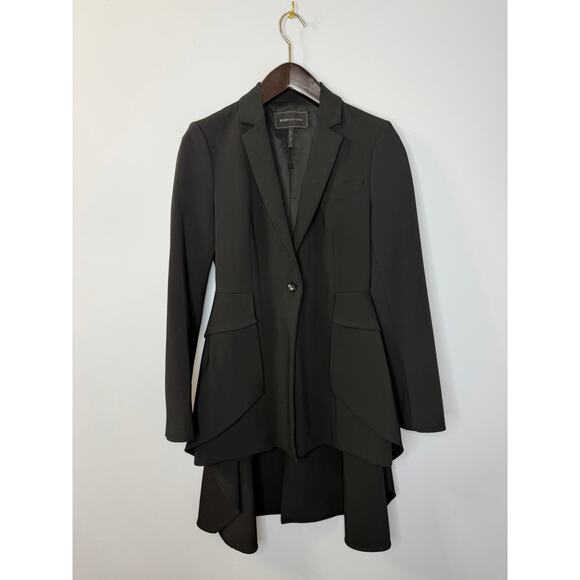 BCBGMAXAZRIA High-Low Peplum Blazer Black Women's Black Classic Sz S - Picture 2 of 14